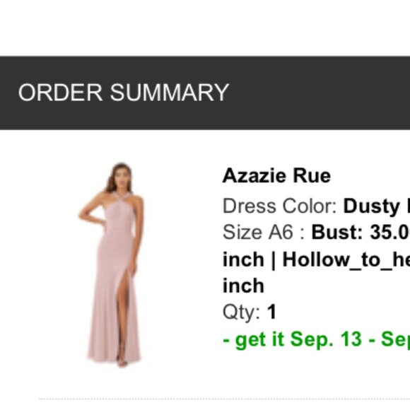 Azazie Rue  Dress Color: Dusty Rose     Size A6 - Picture 3 of 3